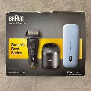 Braun Electric Shaver Mens OS Black Series 9 Sport+ 9350cc Clean & Charge System